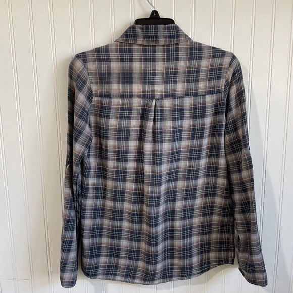 XXI Womens Button Down Flannel Plaid 100% cotton Size Small Pockets Roll Sleeves - Picture 2 of 9